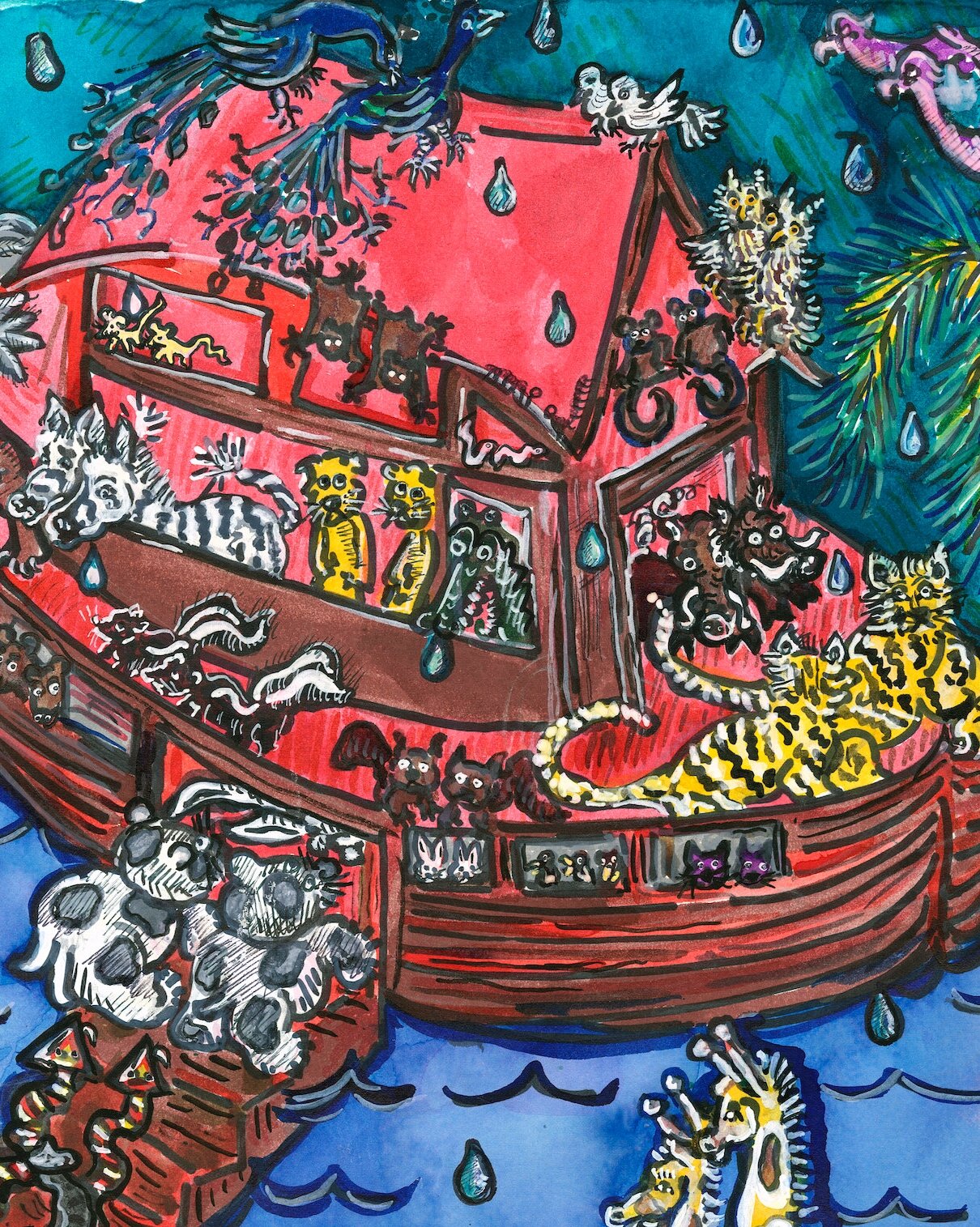 Noah's Ark, Two By Two- Fine Art Print by Sarah Drake Streetman